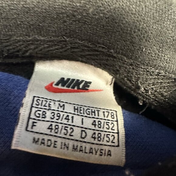 Vintage 90s Nike Basketball Embroidered Center Swoosh Hoodie Size M Black Blue - Picture 3 of 7